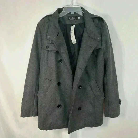 NWT Coat Jacket Button Up Front Pockets Snap Button Collar Womens Size XL Gray - Picture 5 of 15